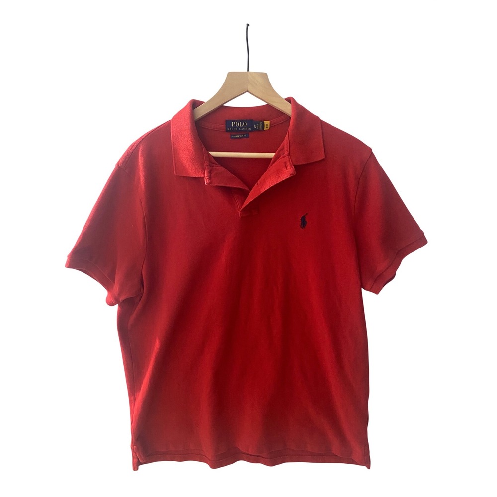 Polo Ralph Lauren Mens Custom Slim Fit Red Cotton Pique Polo Shirt XL
